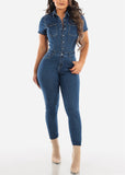 Combinaison sexy en jean pour femme en indigo
