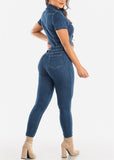 Combinaison sexy en jean pour femme en indigo