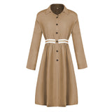 Mid-Length Single-Breasted Waist Shirt Dress