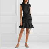 Summer Cotton Single Breasted Fishtail Dress