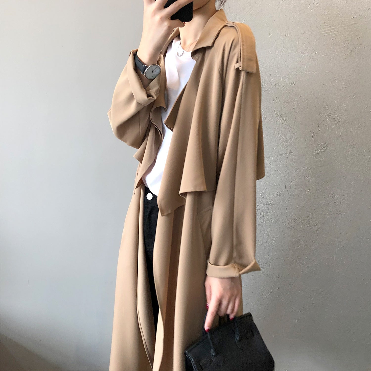 Trench-coat long rétro britannique