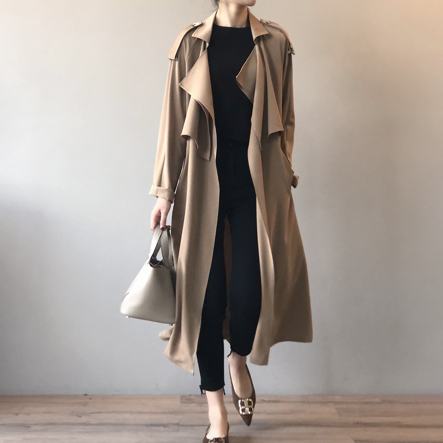 Trench-coat long rétro britannique