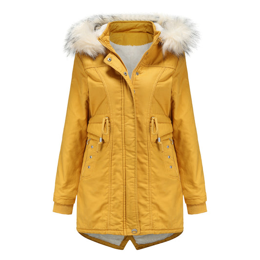 Abnehmbarer Fleece-Wintermantel mit Pelzkragen