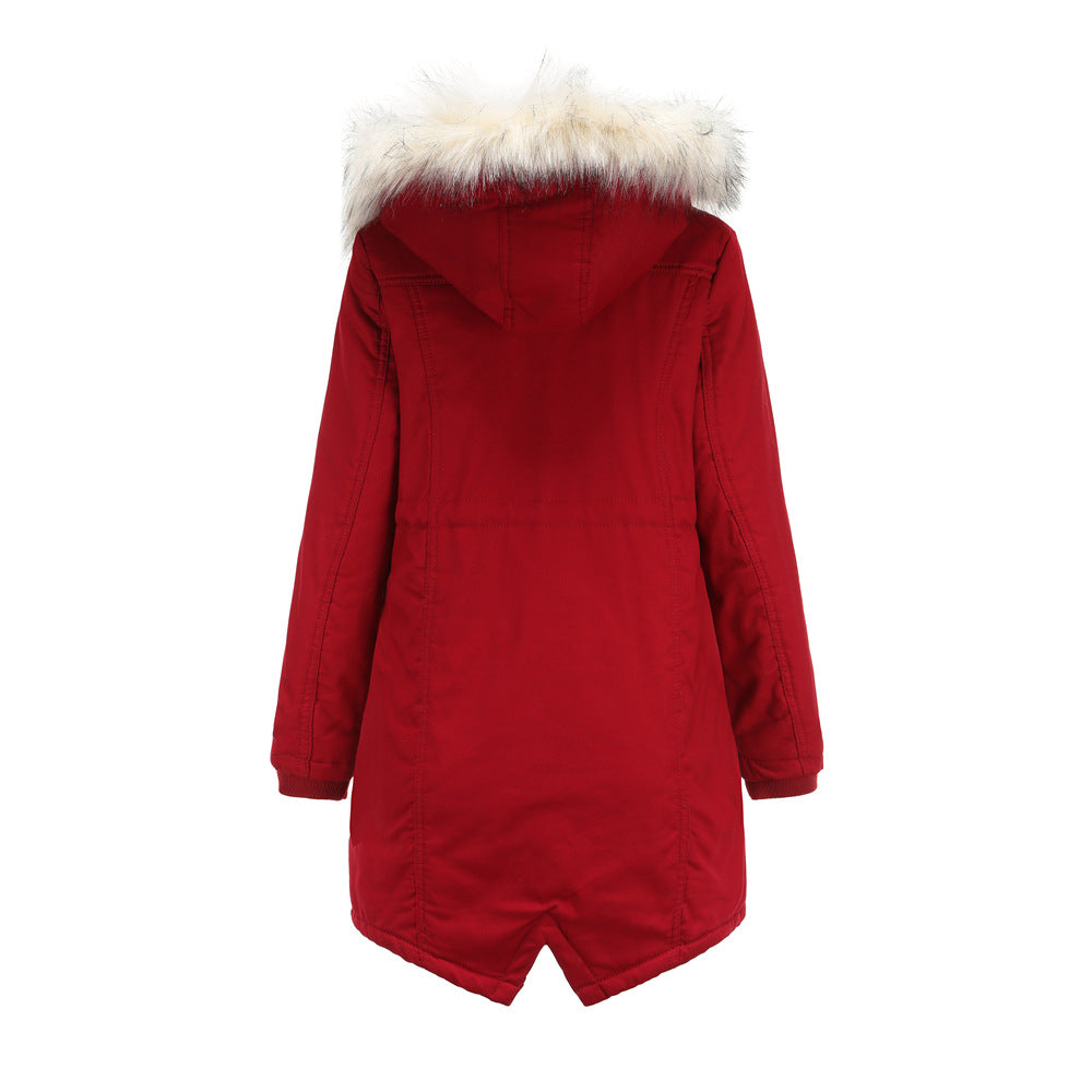 Abnehmbarer Fleece-Wintermantel mit Pelzkragen