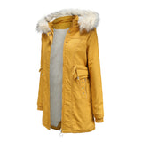 Abnehmbarer Fleece-Wintermantel mit Pelzkragen