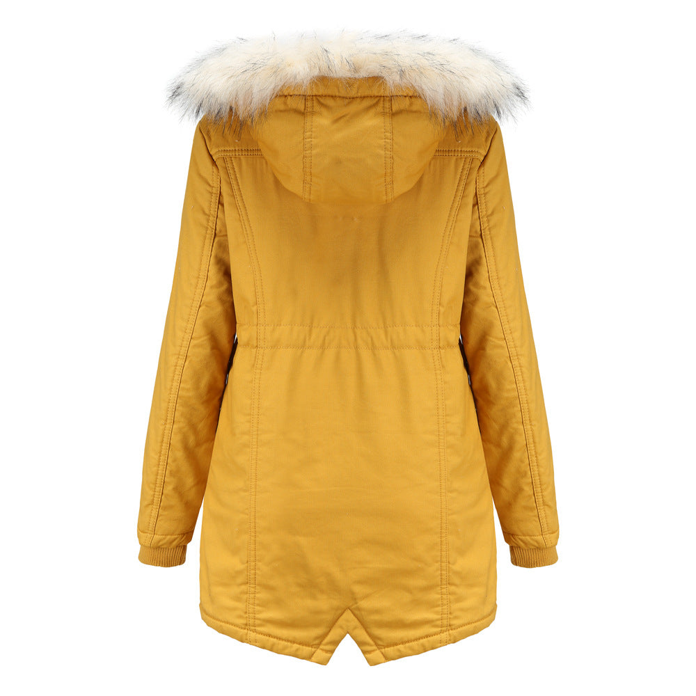 Abnehmbarer Fleece-Wintermantel mit Pelzkragen