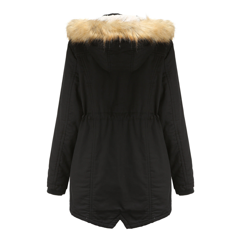 Abnehmbarer Fleece-Wintermantel mit Pelzkragen