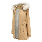 Abnehmbarer Fleece-Wintermantel mit Pelzkragen