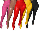 Light Faux Leather Pile Pants for Women