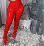 Light Faux Leather Pile Pants for Women