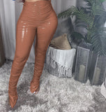 Light Faux Leather Pile Pants for Women