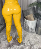 Light Faux Leather Pile Pants for Women