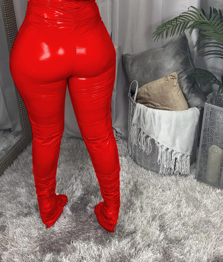 Light Faux Leather Pile Pants for Women