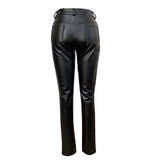 Schwarze Hose mit hoher Taille in Lederoptik