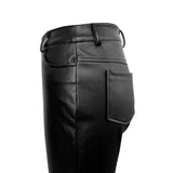 Schwarze Hose mit hoher Taille in Lederoptik