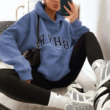 Damen Hoodie Game Letter Graphic Printing Plus Samt Warm Langarm