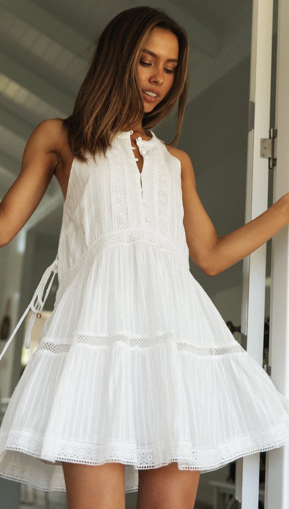 Lace Patchwork Holiday Short Dress