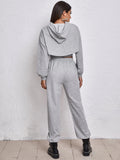 Drawstring Hoodie Bandage Dress Two-Piece Set