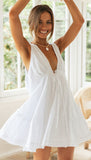 V-Neck Asymmetric Swing Dress with Drawstring Detail