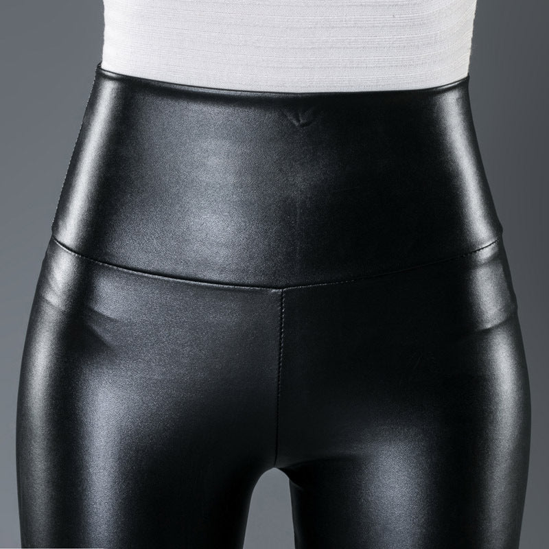 Belly-Contracting Leather Shorts for Women