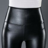 Belly-Contracting Leather Shorts for Women