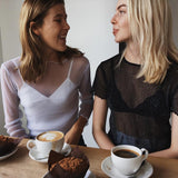 Sexy Sheer Mesh Long-Sleeve Silk Top for Women