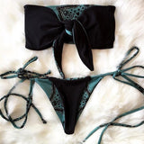 Bikini noué devant imprimé rétro