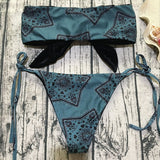 Bikini noué devant imprimé rétro