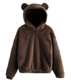 Fluffy Rabbit Ears Hooded Warm Plus Size Sweatshirt for Women