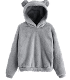 Fluffy Rabbit Ears Hooded Warm Plus Size Sweatshirt for Women