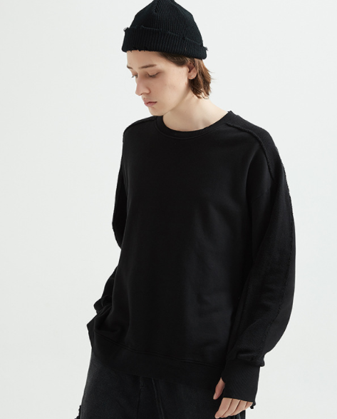 Oversize-Sweatshirt im Retro-Look mit gewaschenem Frottee-Patchwork