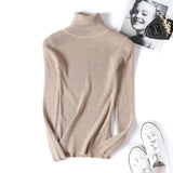 Solid Color Turtleneck Long Sleeve Slim Fit Knitted Sweater for Women