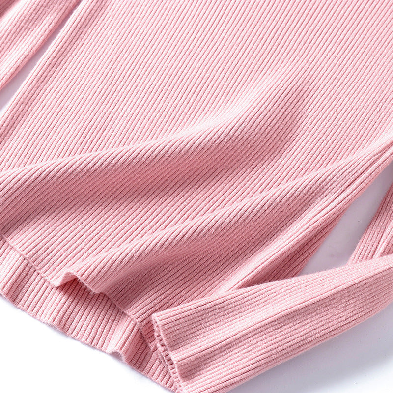 Solid Color Turtleneck Long Sleeve Slim Fit Knitted Sweater for Women