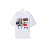 Black Graphic Print Crew Neck Short Sleeve T-Shirt for Women
