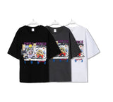 Black Graphic Print Crew Neck Short Sleeve T-Shirt for Women