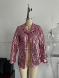Sequin Collared Casual Loose Blazer