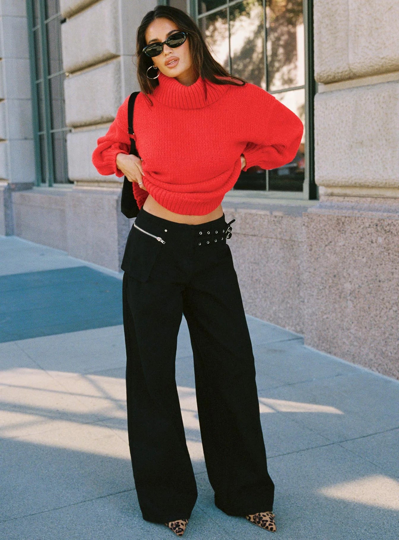 Adjustable Buckle Waist Loose Trousers