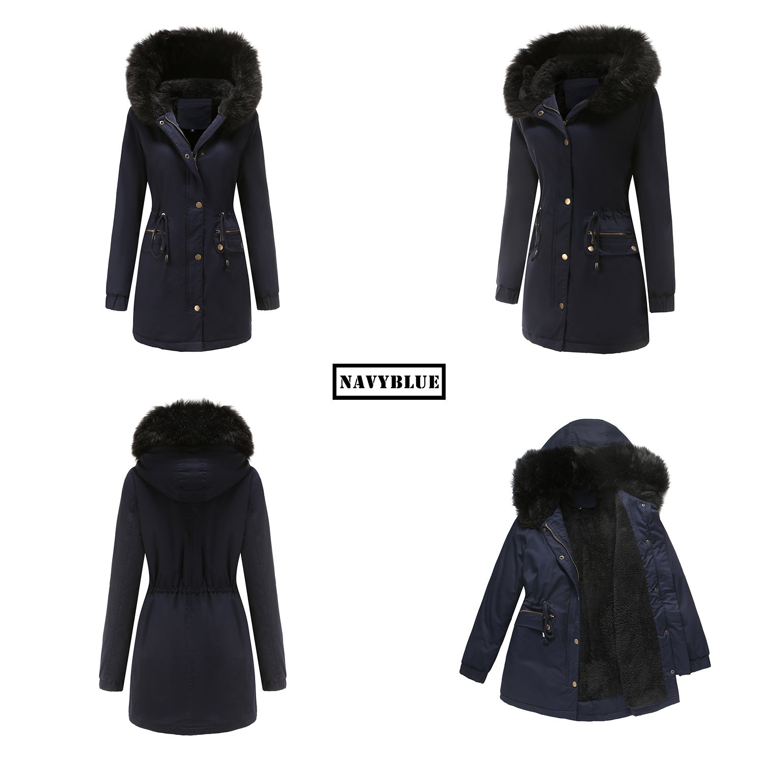 Fur Collar Hooded Winter Coat for Women