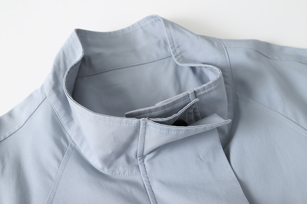 Sinan Stand Collar Draping Trench Coat