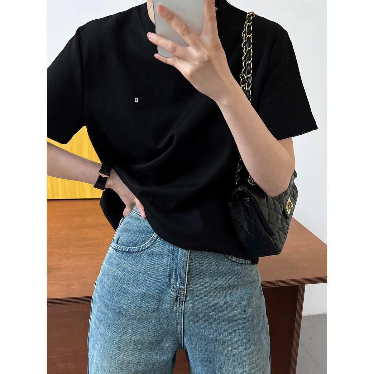 Letter Graphic Embroidered Short Sleeve T-Shirt for Women