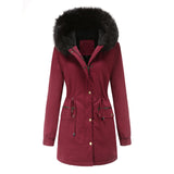 Fur Collar Hooded Winter Coat for Women