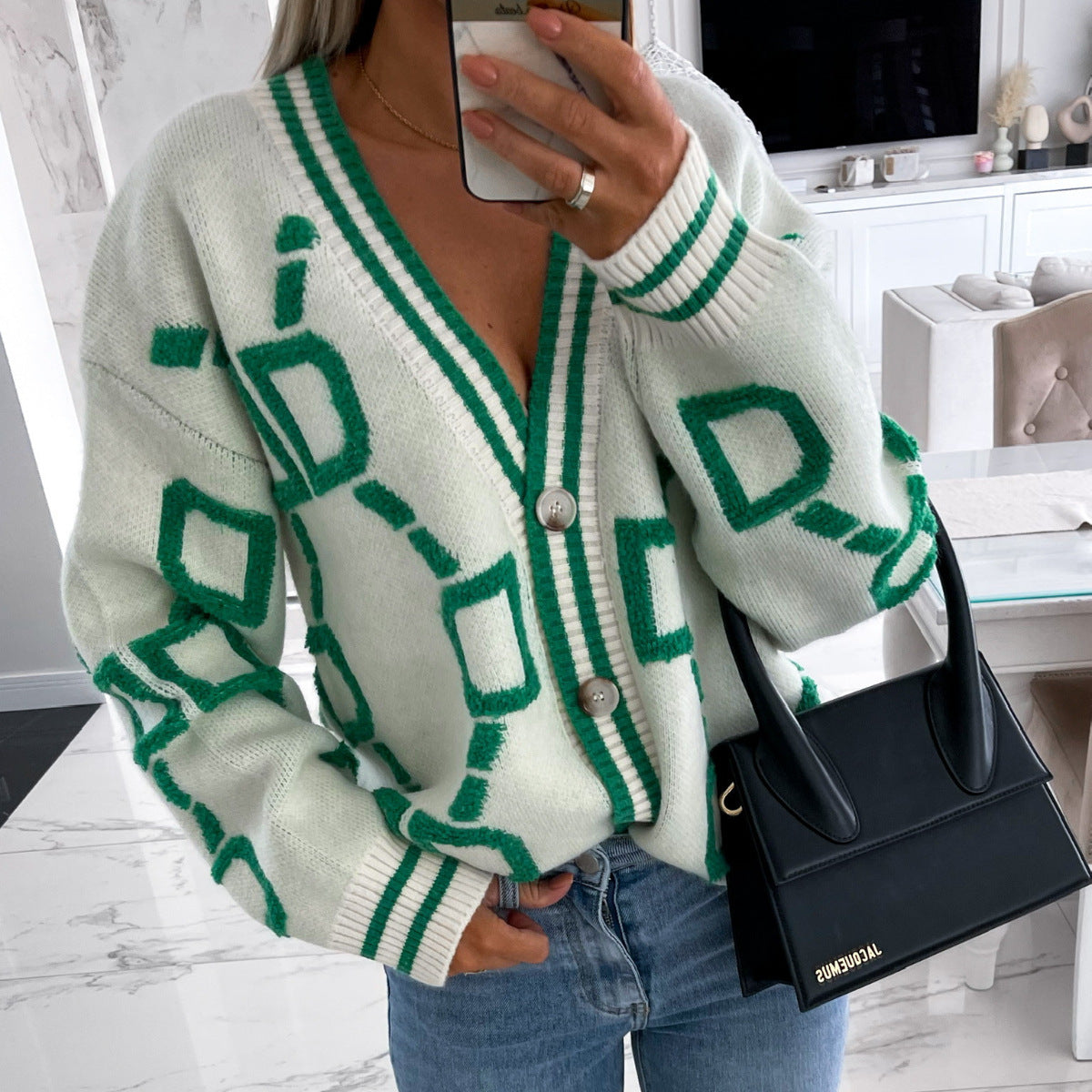 Manteau pull cardigan en tricot ample