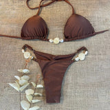 Bikini à bretelles licou fendues pour femme