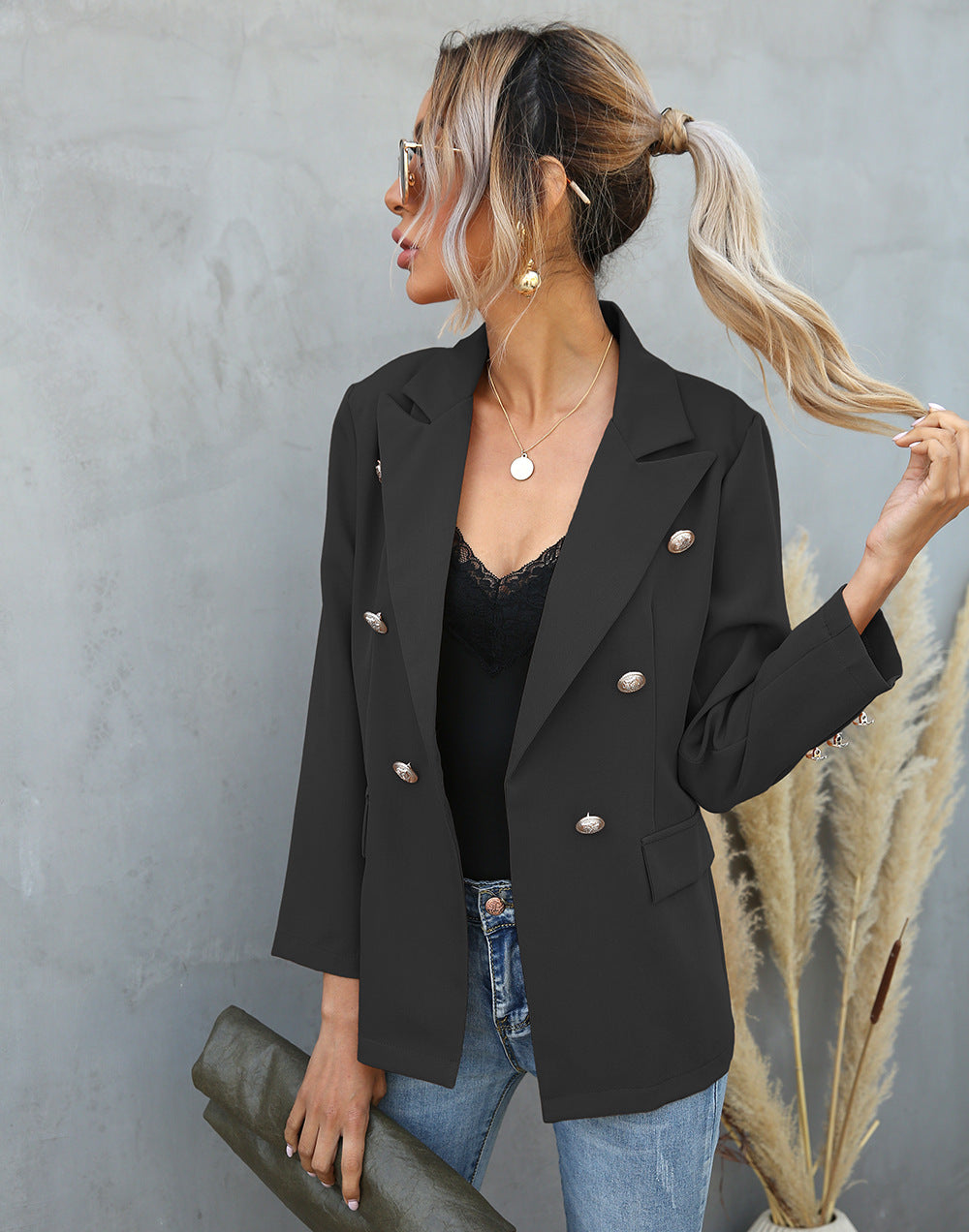 Langer Casual-Büroblazer für Damen