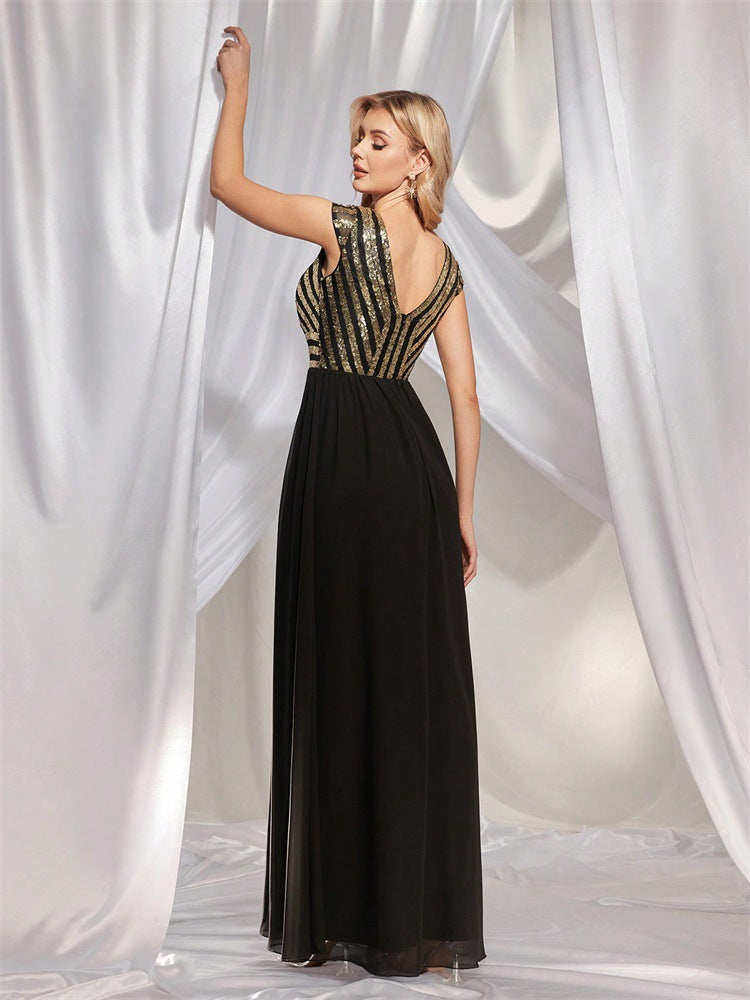 Grünes Maxi-Cocktailkleid mit Fischschwanzärmeln aus Chiffon