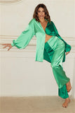 Color Block Satin Two-Piece Set