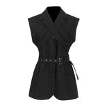 Ärmelloser Blazer mit Gürtelkragen für Damen