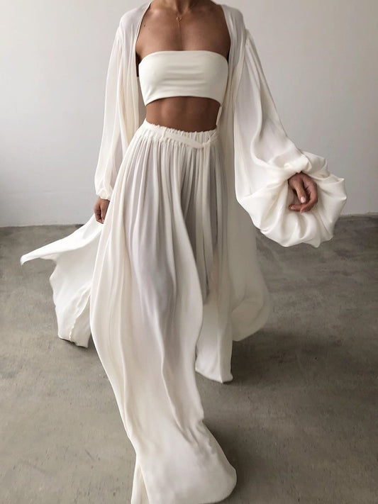 Casual Strapless Vest and Pants Set
