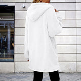 Plus Size Winter Loose Plush Hooded Zipper Jacket