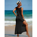 Rückenfreies gestricktes Maxi-Strandkleid